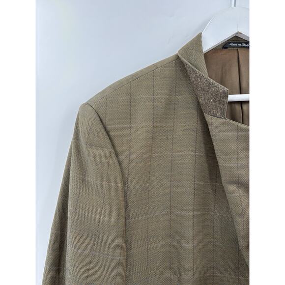 Vintage Marzotto Sartoriale Suit Jacket Mens 44 Brown Plaid Two Button Pockets - Picture 2 of 16
